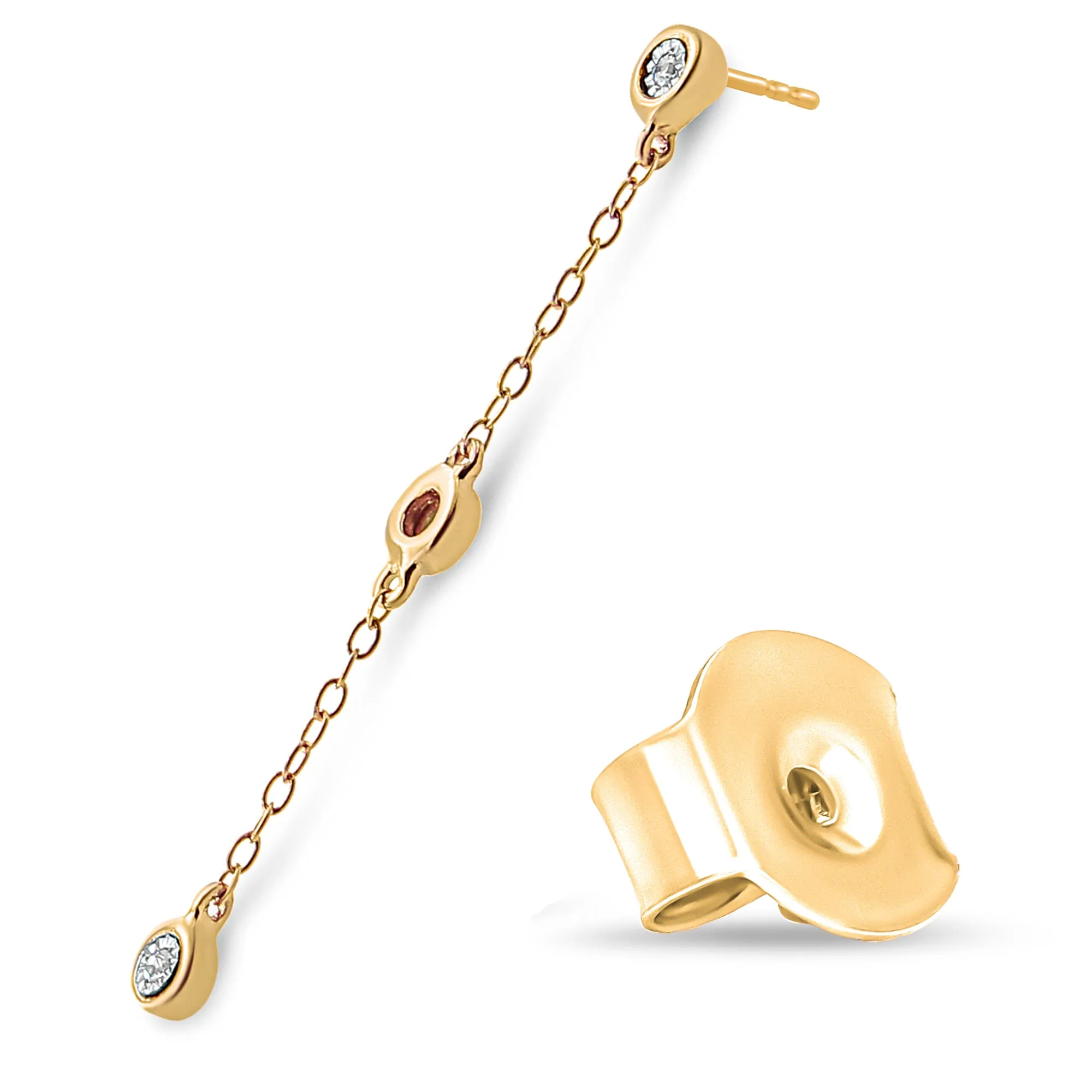 10K Yellow Gold Plated .925 Sterling Silver Miracle Set Diamond Accent 3-Stone Drop and Dangle Earring