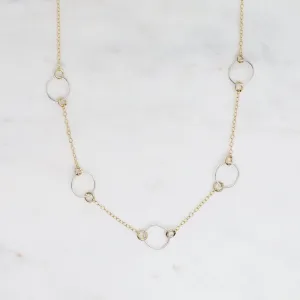 14k Gold Filled Chain with Small Sterling Silver Hoops Necklace
