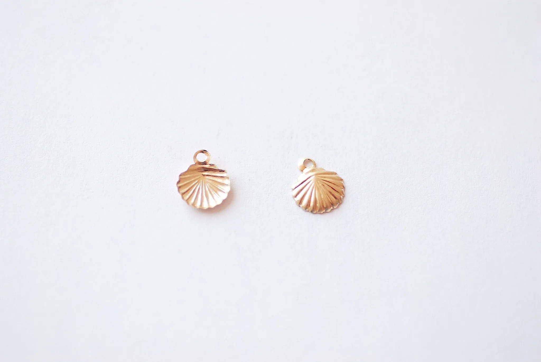 14k Gold Wholesale Filled Shell Charm -  2 Pieces Filled Beach Scallop Sea Shell Charm Ocean Marine Life Coral Clam Shell Oyster Cowrie