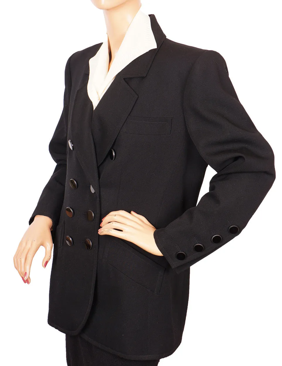 1990s Yves Saint Laurent Jacket Black Wool Gabardine M