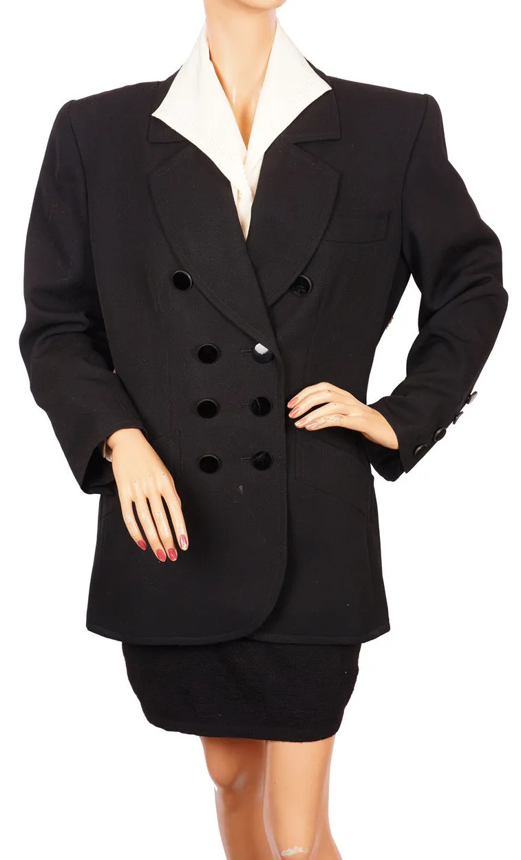 1990s Yves Saint Laurent Jacket Black Wool Gabardine M