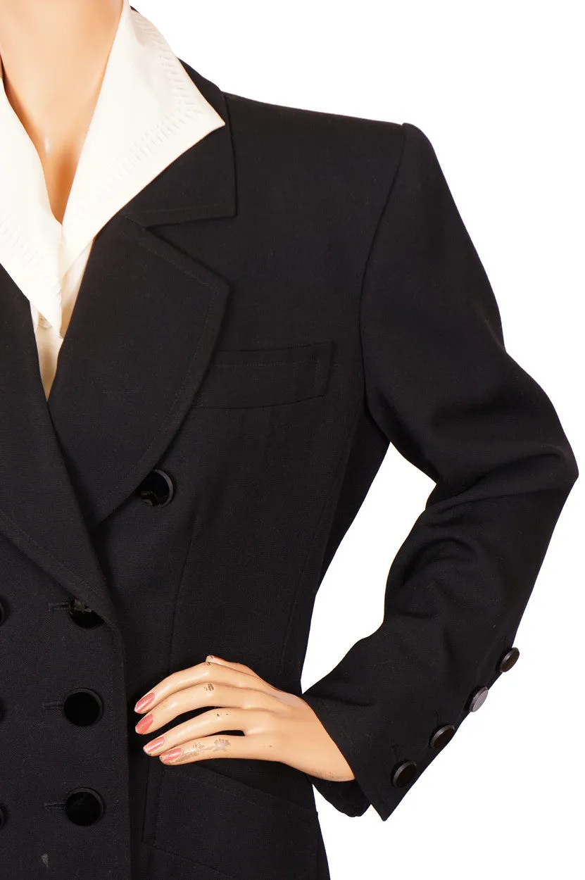 1990s Yves Saint Laurent Jacket Black Wool Gabardine M
