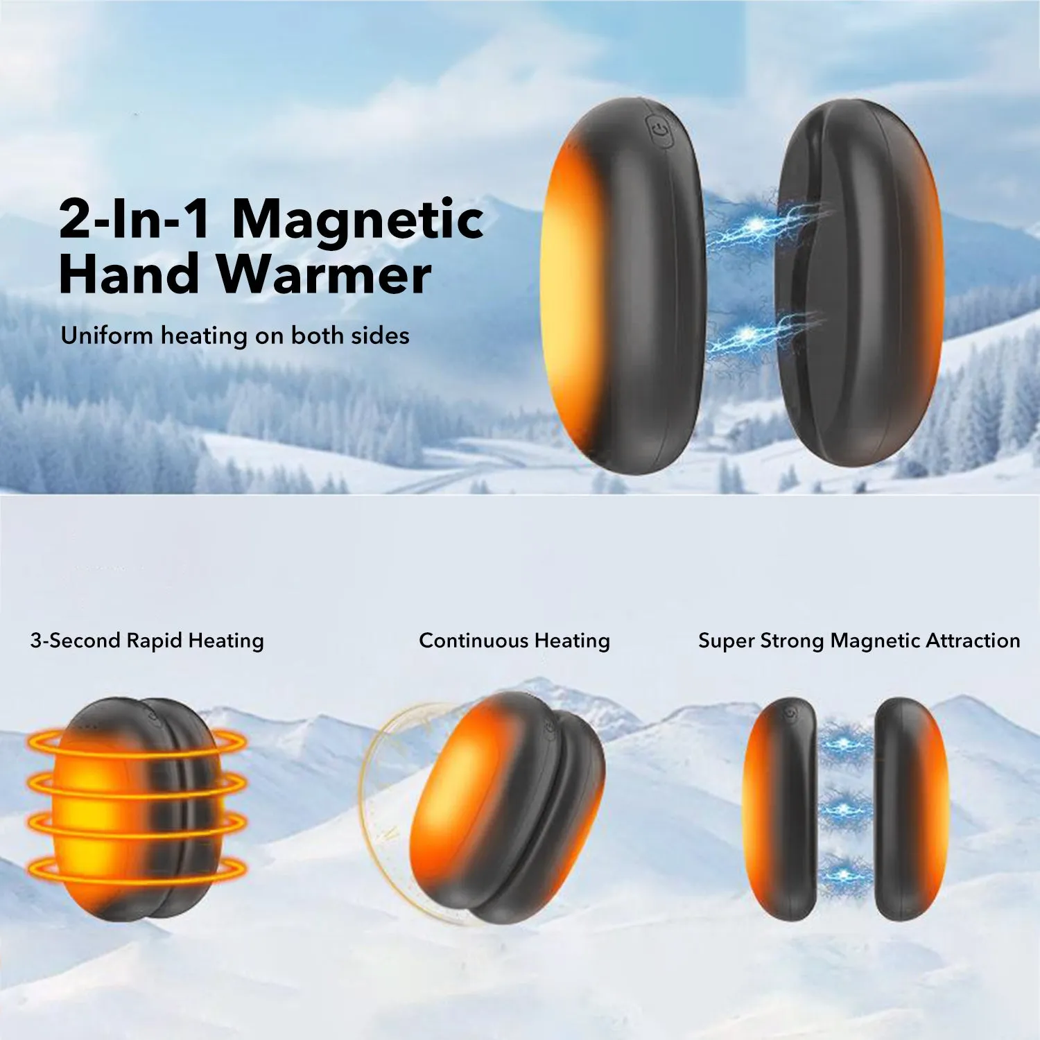 2 Pack Magnetic Hand Warmers Rechargeable Electric Hand Warmers With 3 Temperature Settings Bn-link