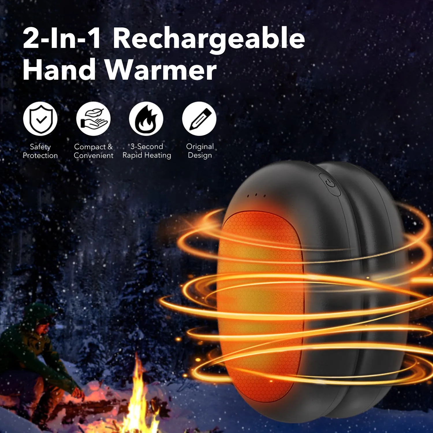 2 Pack Magnetic Hand Warmers Rechargeable Electric Hand Warmers With 3 Temperature Settings Bn-link