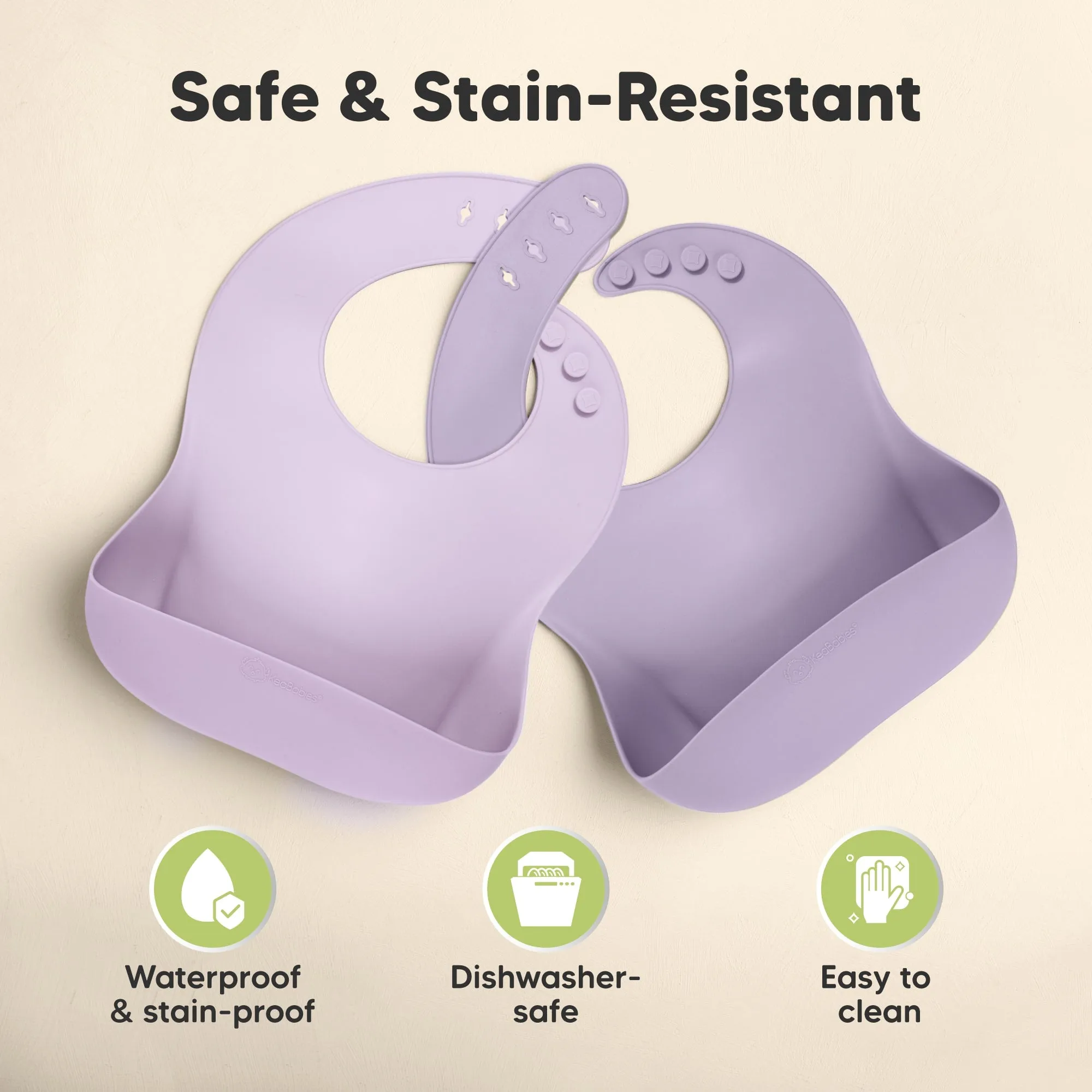 2-Pack Prep Silicone Bibs (Lilac)
