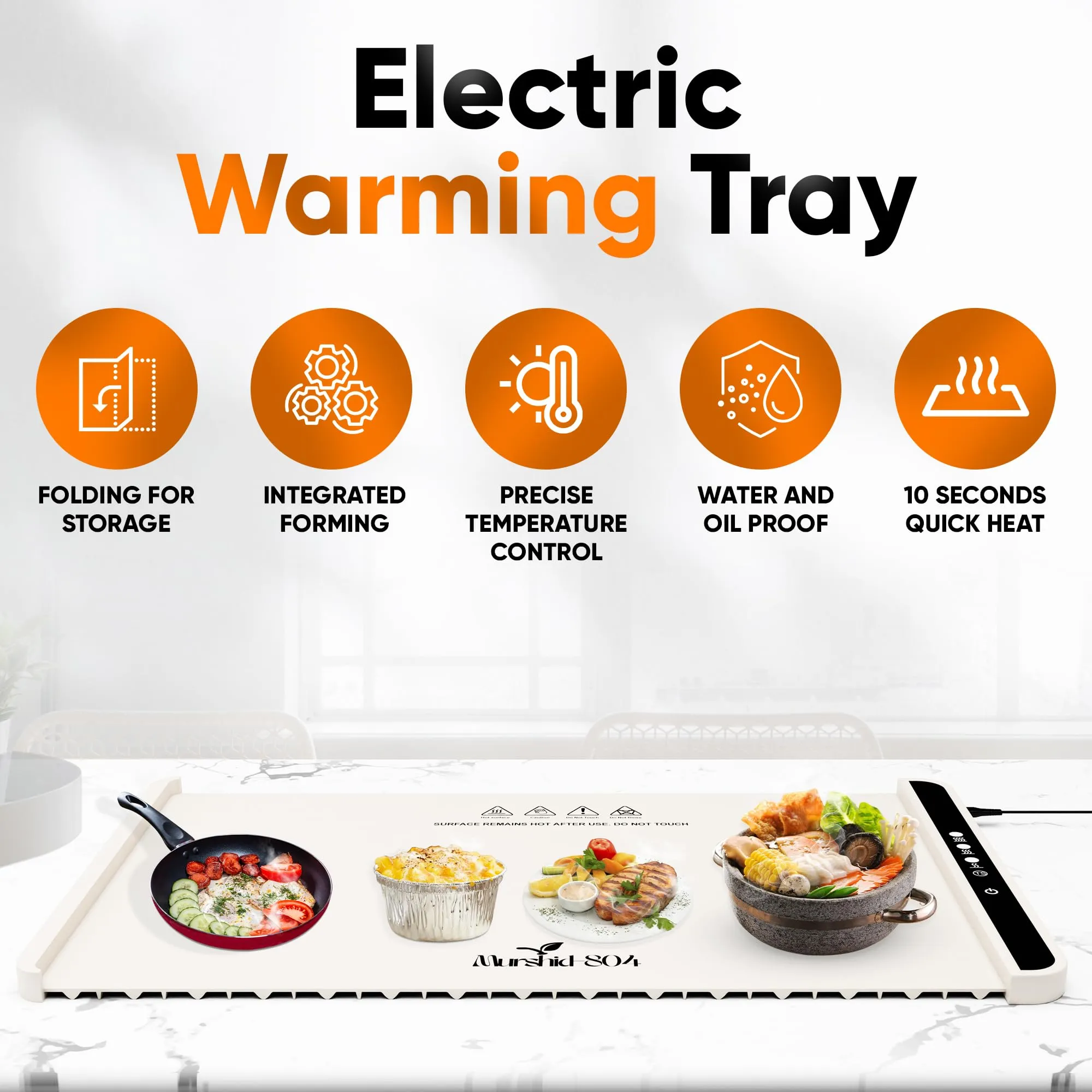 2025 Murshid 804 – Roll Up Food Warmer with Fast & Even Heating, Premium-Grade Silicon Material, 3 Temperature Settings, Auto Shut-Off - Versatile Food Warmers for Parties, Buffets, and Home Use