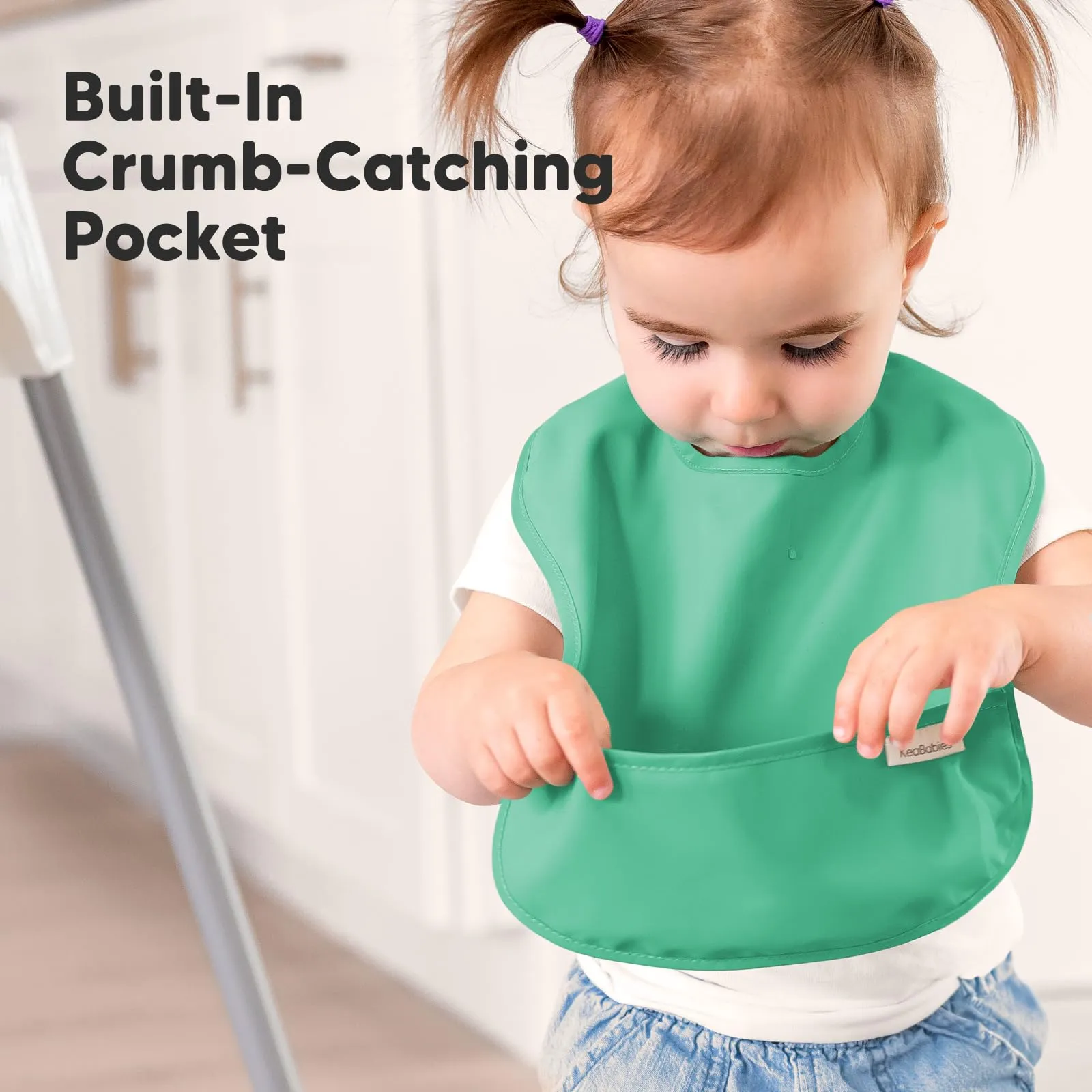 3-Pack Waterproof Baby Bibs for Eating - Lightweight Baby Bib with Food Catcher, Mess Proof Toddler Bibs, Waterproof Bibs for Baby Boys, Baby Girls, Feeding Bibs, Drool Bibs, Baby Food Bibs (Basics) Basics