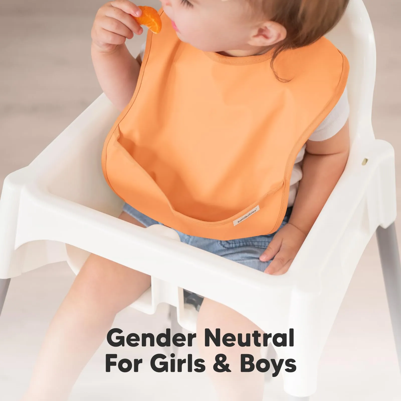 3-Pack Waterproof Baby Bibs for Eating - Lightweight Baby Bib with Food Catcher, Mess Proof Toddler Bibs, Waterproof Bibs for Baby Boys, Baby Girls, Feeding Bibs, Drool Bibs, Baby Food Bibs (Basics) Basics