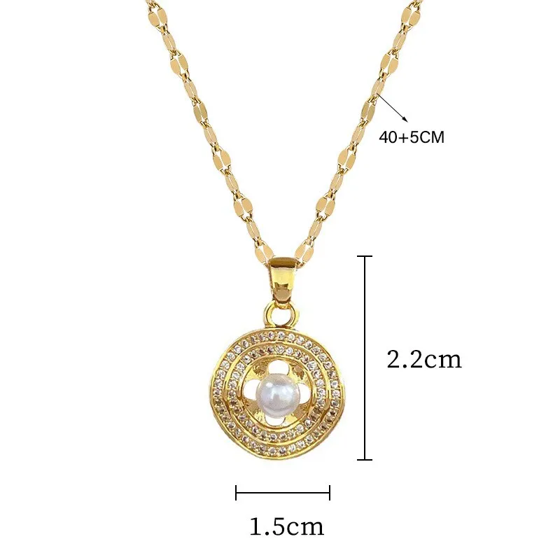 316L Stainless Steel Round Pearl Pendant Necklace Earrings For Women
