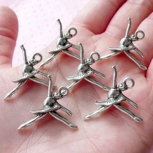 3D Ballet Charms Ballerina Charm (6pcs / 20mm x 25mm / Tibetan Silver) Dancing Lady Charm Whimsical Charm Earrings Pendant Necklace CHM1934