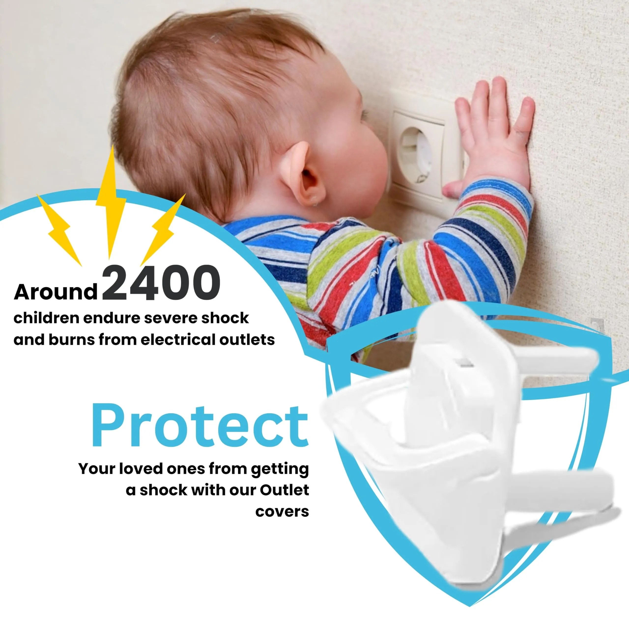60 Pack Outlet Covers Baby Proofing with Pull Handle- Plug Covers Baby Proofing- White Baby Proof Outlet Covers 3 Prong Child Proof Outlet Cover- Shock Prevent Plug Protectors Baby Proof Plug Covers 60 Count