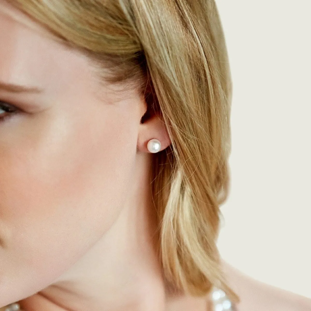 7.0-7.5mm Hanadama Akoya Round Pearl Stud Earrings