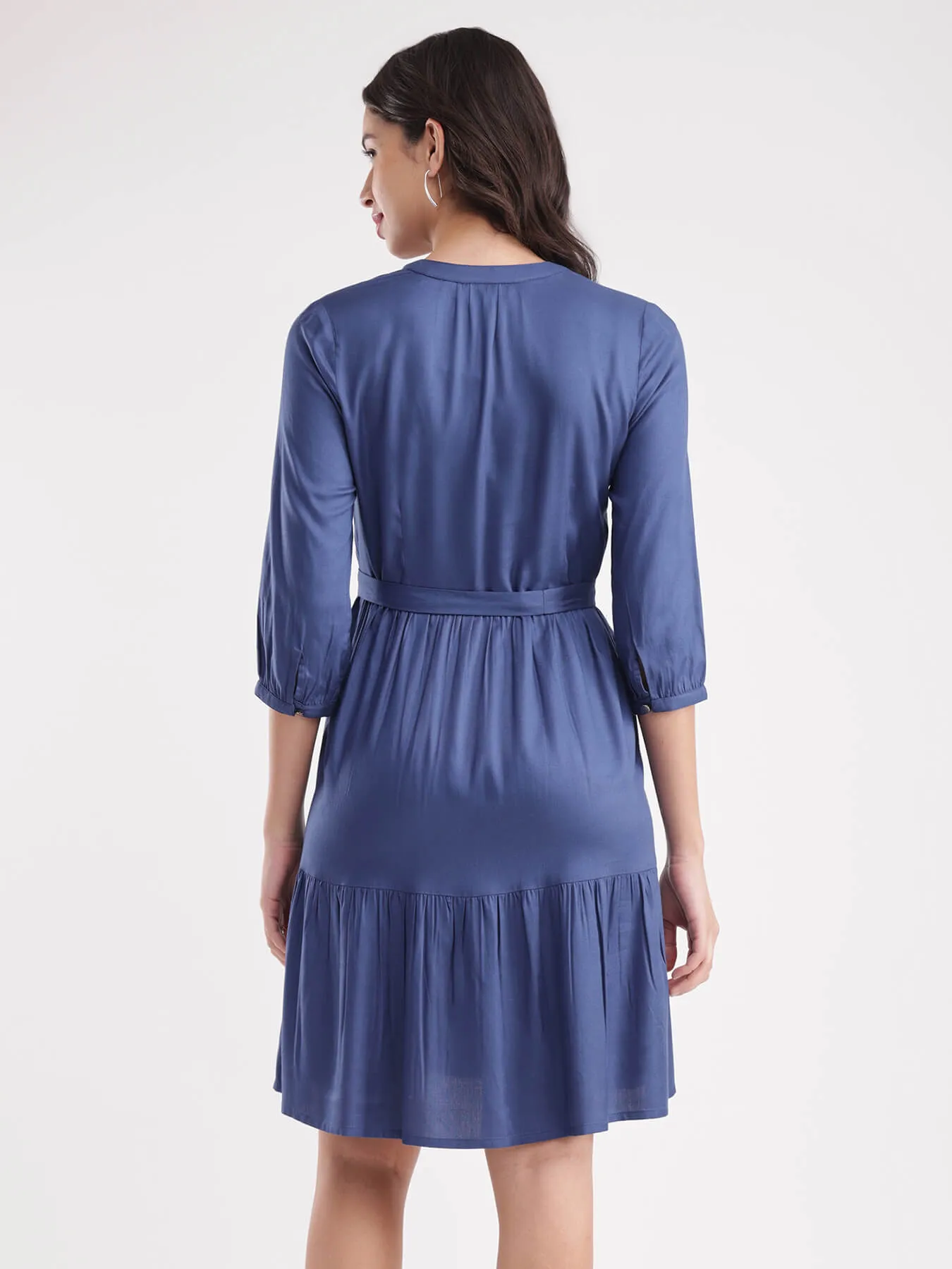 A-Line Tiered Dress - Blue