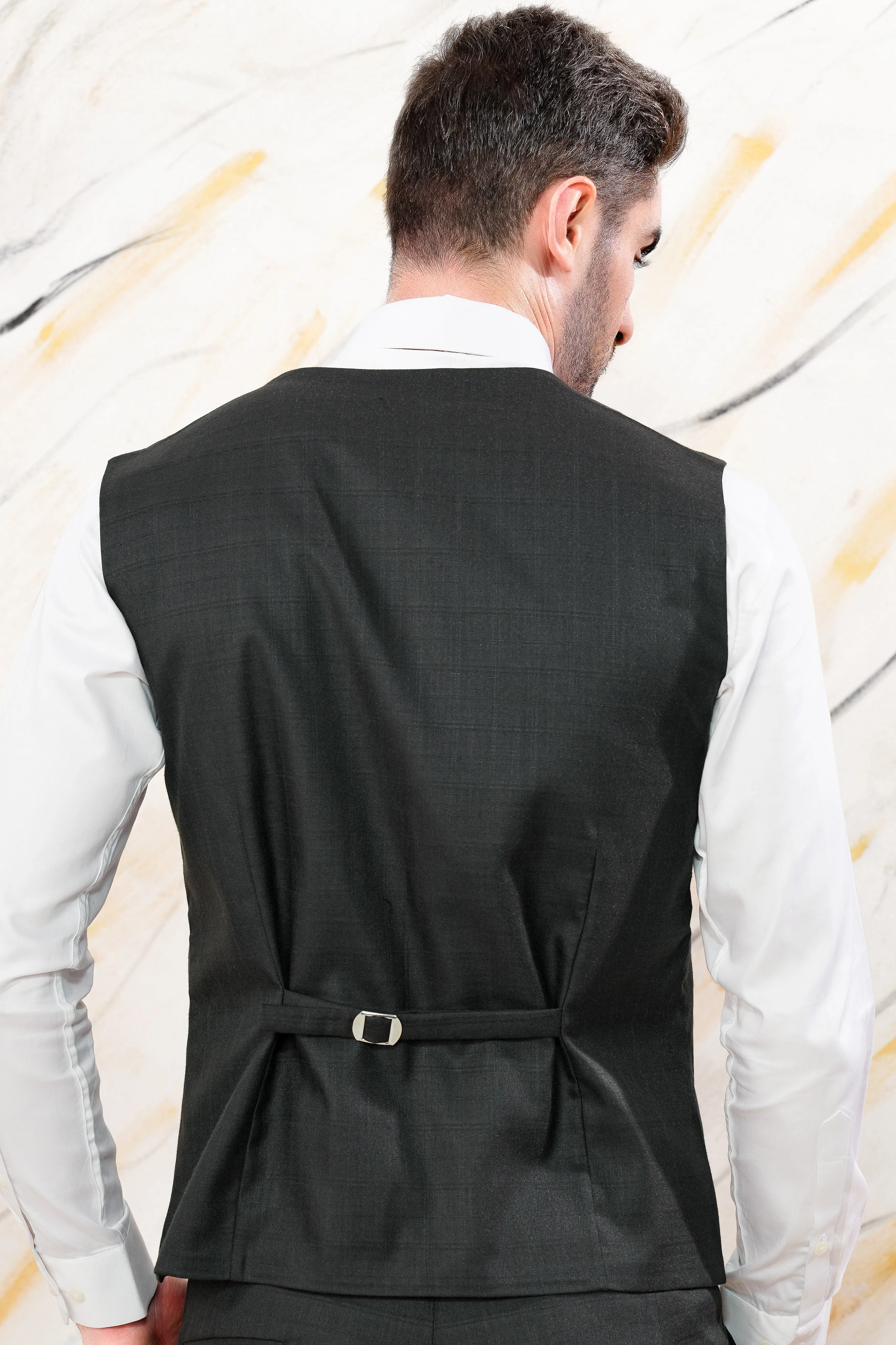 Abbey Gray Subtle Checkered Wool Rich Waistcoat