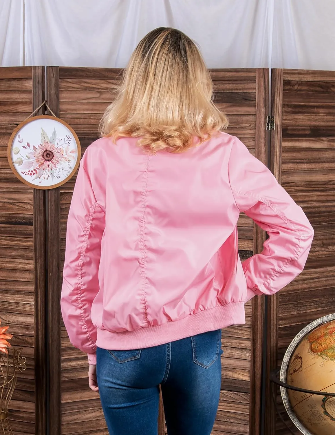 ACEVOG Bomber Jacket Women Zip Up Casual Jackets Coat Oversized with Pockets Fall Outfits
