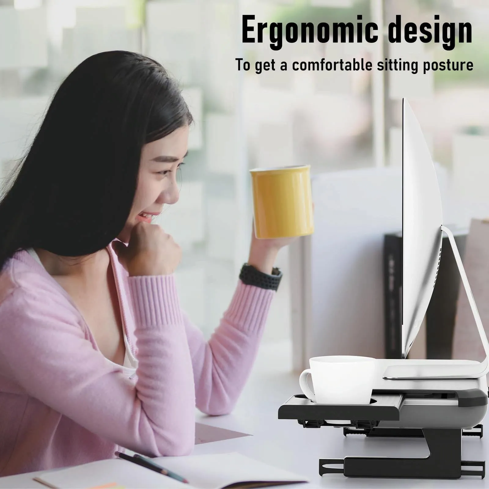 Adjustable Laptop Stand with Storage Drawer - Height Riser