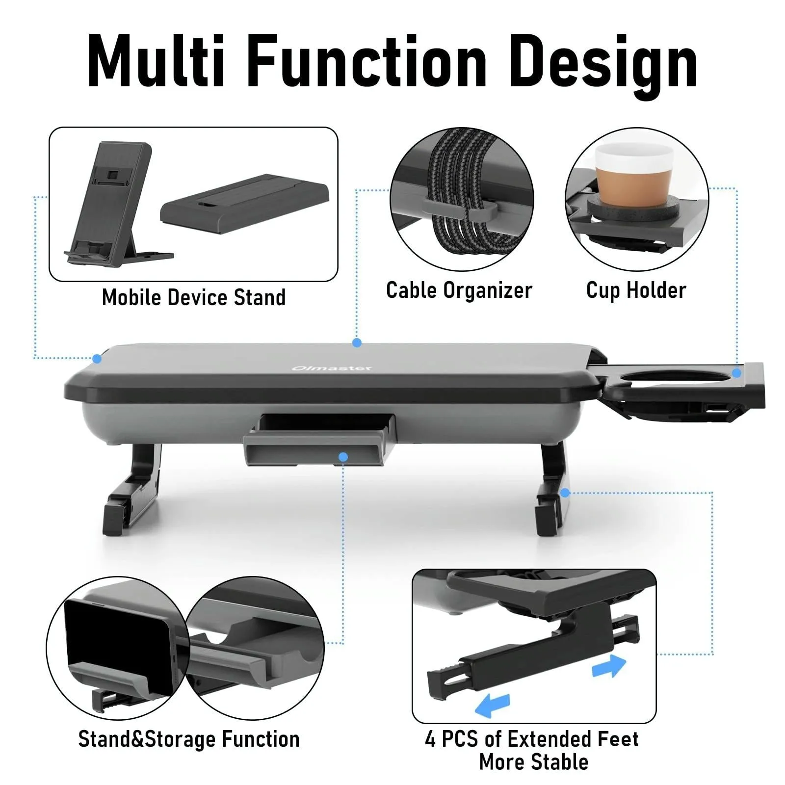 Adjustable Laptop Stand with Storage Drawer - Height Riser