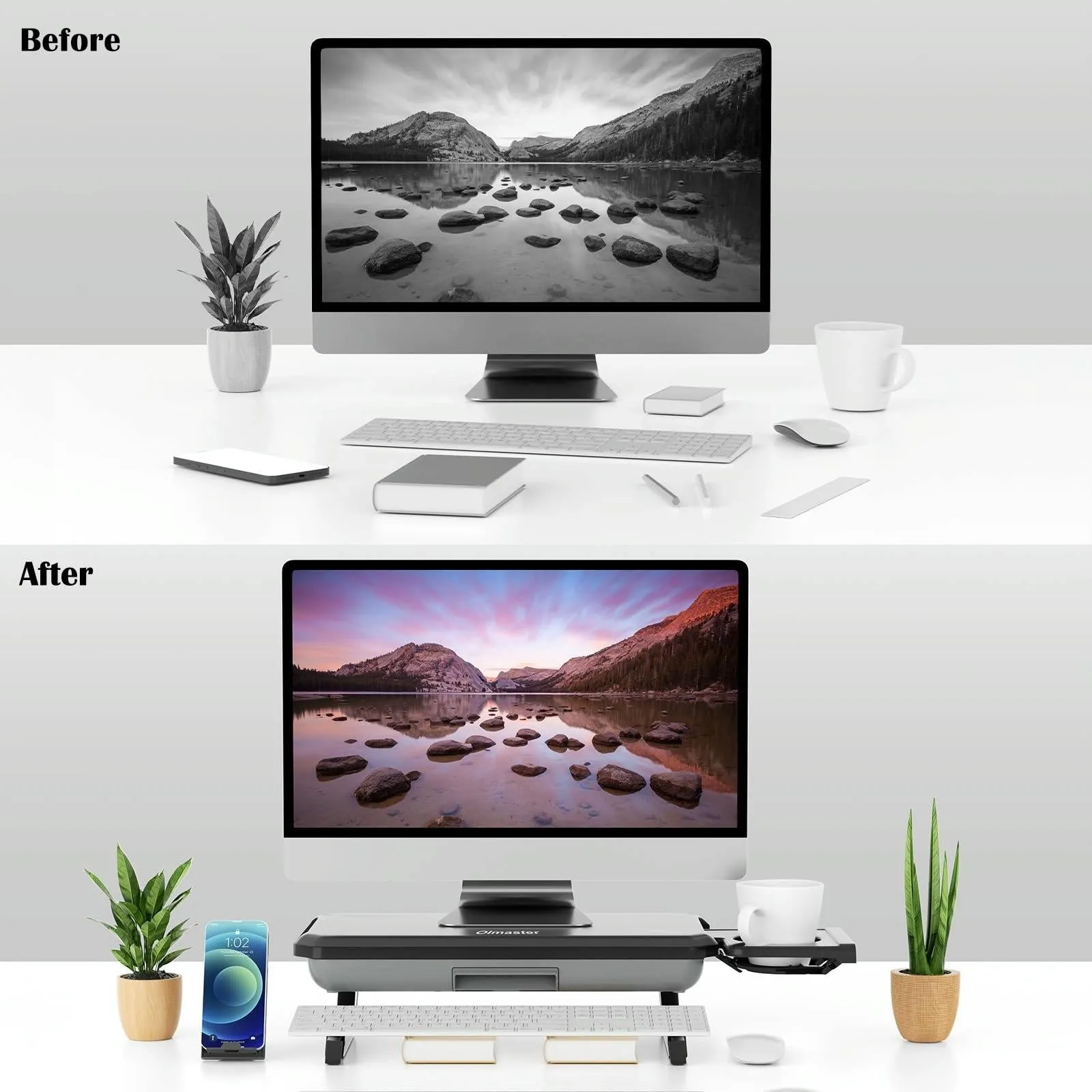 Adjustable Laptop Stand with Storage Drawer - Height Riser