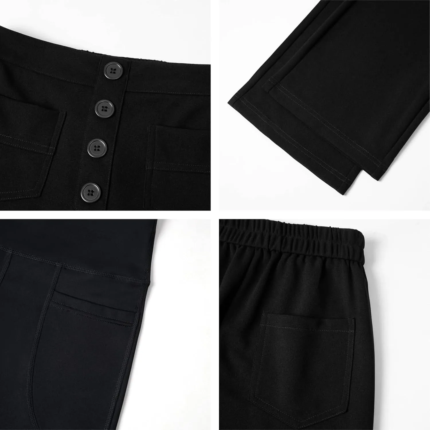 AIFARLD Straight Leg Pants for Women Flexipants High Waisted Button Stretchy Trousers Multiple Pockets Business Work Casual