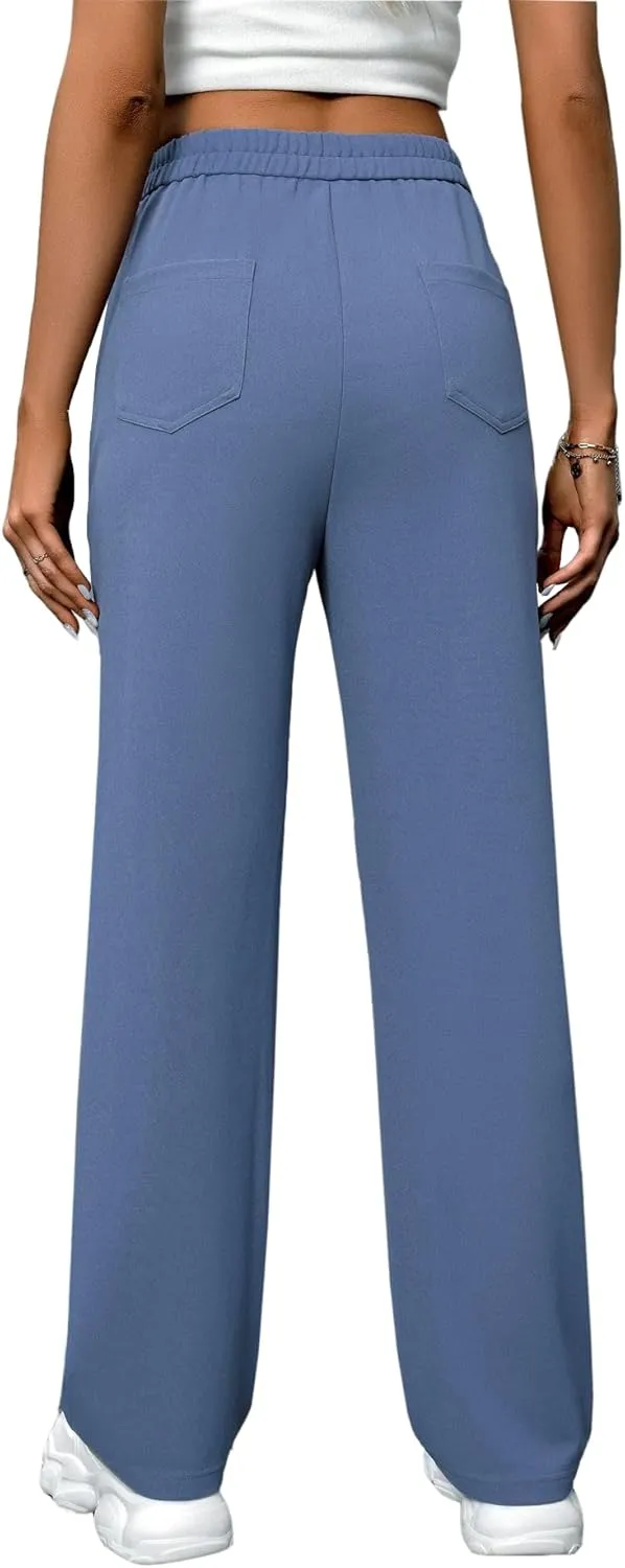 AIFARLD Straight Leg Pants for Women Flexipants High Waisted Button Stretchy Trousers Multiple Pockets Business Work Casual