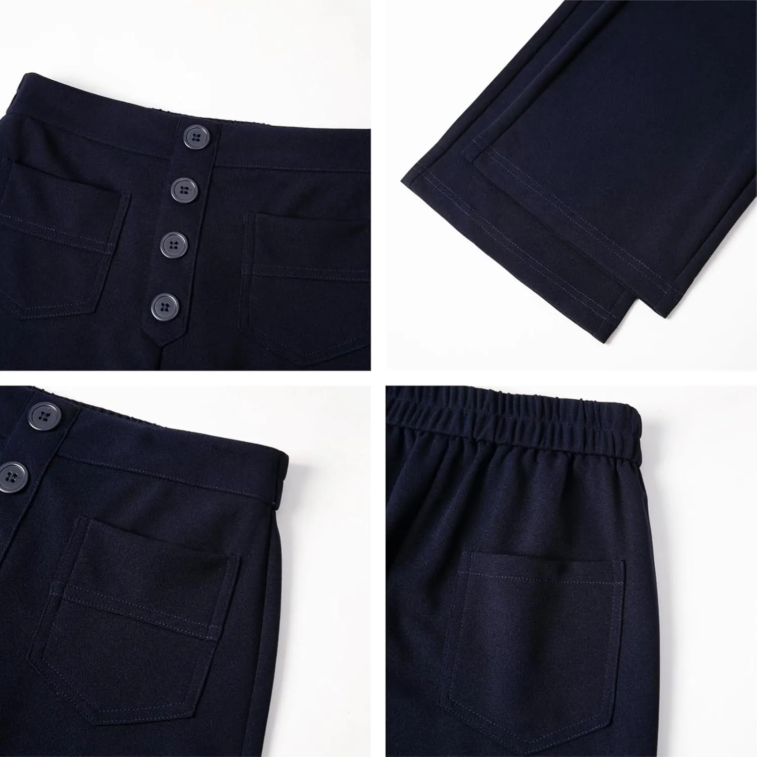 AIFARLD Straight Leg Pants for Women Flexipants High Waisted Button Stretchy Trousers Multiple Pockets Business Work Casual