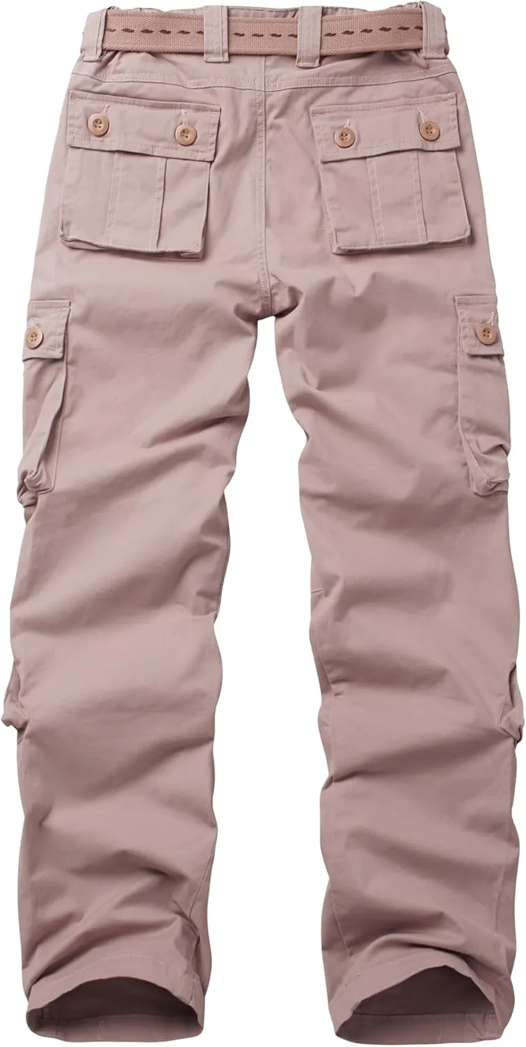 AKARMY Women's Cotton Casual Work Pants Camouflage Cargo Pants Parachute Pants for Women with Pockets