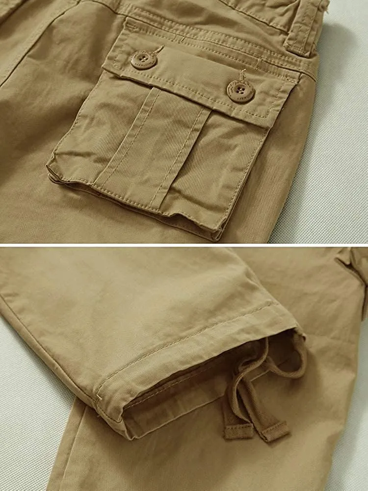 AKARMY Women's Cotton Casual Work Pants Camouflage Cargo Pants Parachute Pants for Women with Pockets