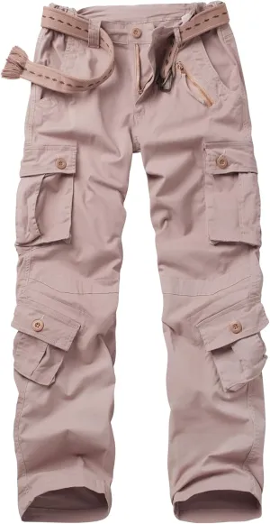 AKARMY Women's Cotton Casual Work Pants Camouflage Cargo Pants Parachute Pants for Women with Pockets