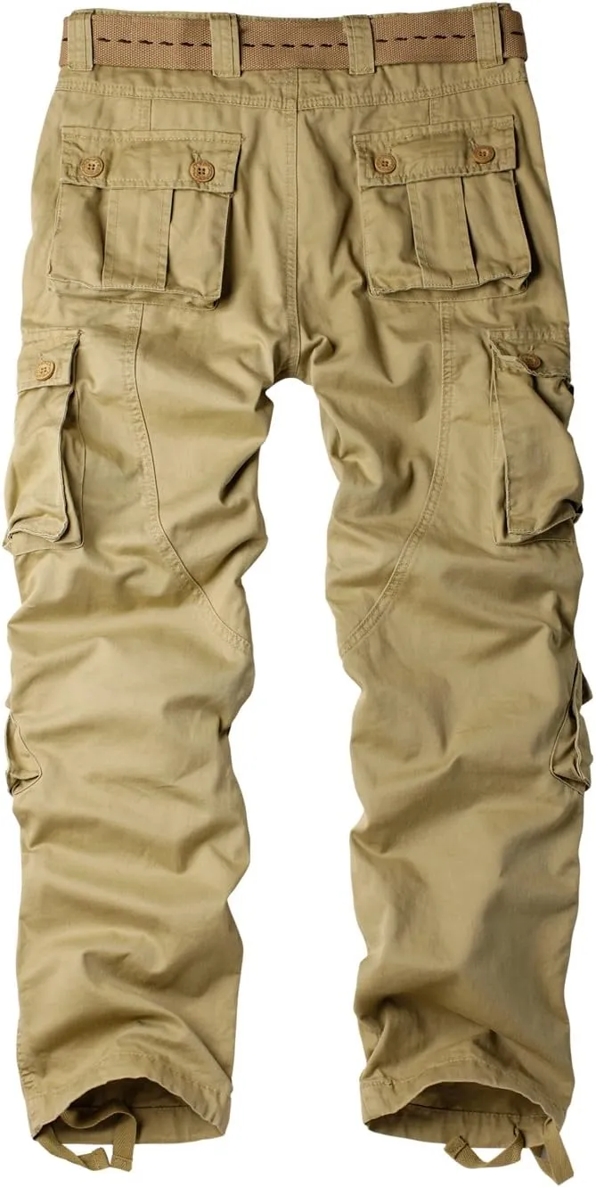 AKARMY Women's Cotton Casual Work Pants Camouflage Cargo Pants Parachute Pants for Women with Pockets