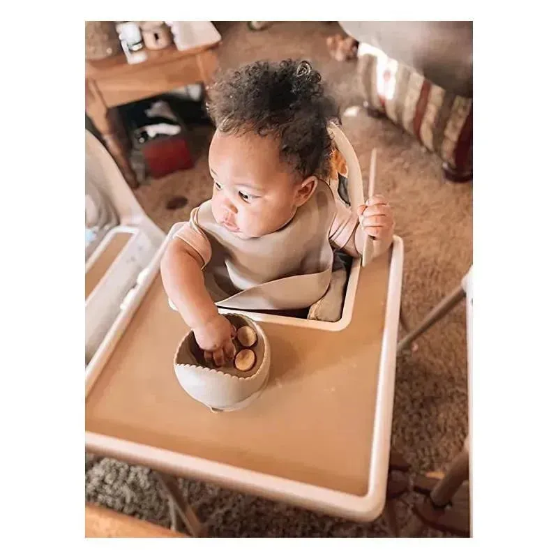 Ali   Oli Silicone Baby Bib Roll Up & Stay Closed (Taupe)