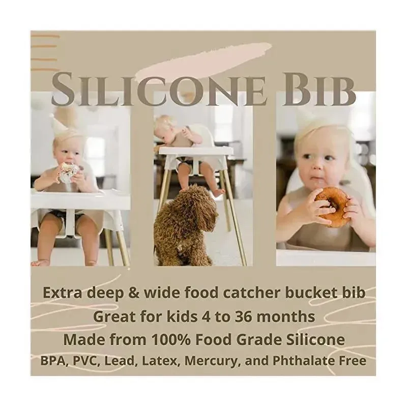 Ali   Oli Silicone Baby Bib Roll Up & Stay Closed (Taupe)