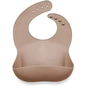 Ali   Oli Silicone Baby Bib Roll Up & Stay Closed (Taupe)