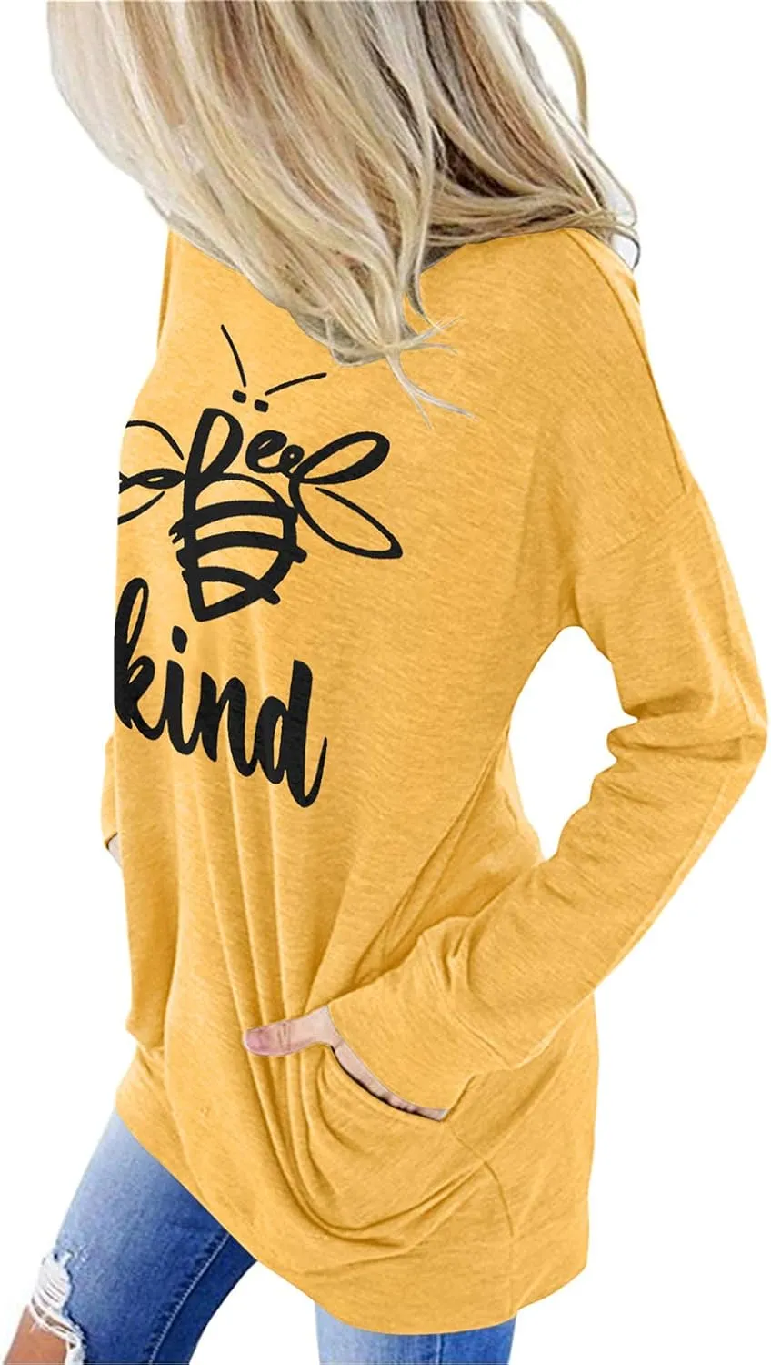 Angerella Women's Casual Loose Fit Pocket Shirts Printed Tops
