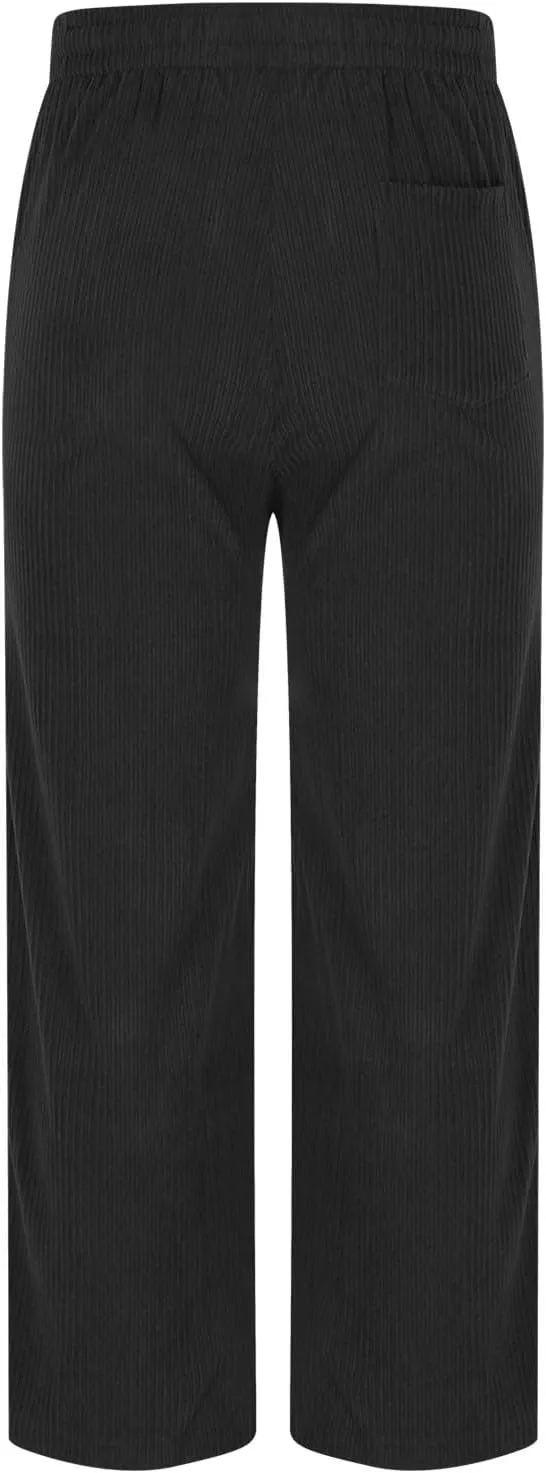 Aymnlox Mens Relaxed Fit Pants Casual Solid Vintage Drawstring Chino Trousers Straight Leg Elastic Waist Running Jogger Pants
