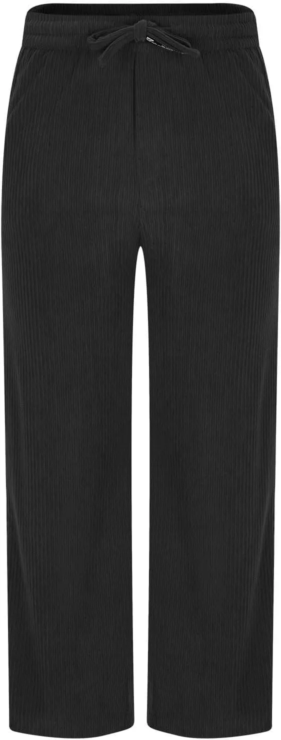 Aymnlox Mens Relaxed Fit Pants Casual Solid Vintage Drawstring Chino Trousers Straight Leg Elastic Waist Running Jogger Pants