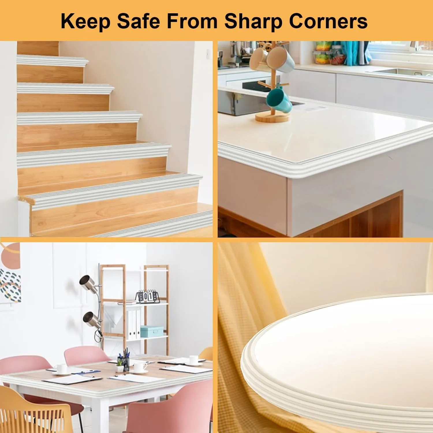 Baby Proofing 16.4ft Extra-Wide Edge Protectors for Baby with 3M Strong Adhesive Double Sided Tape, Sharp Edge & Corner Safety Guards Furniture Bumper for Table, Furniture, Fireplace, White
