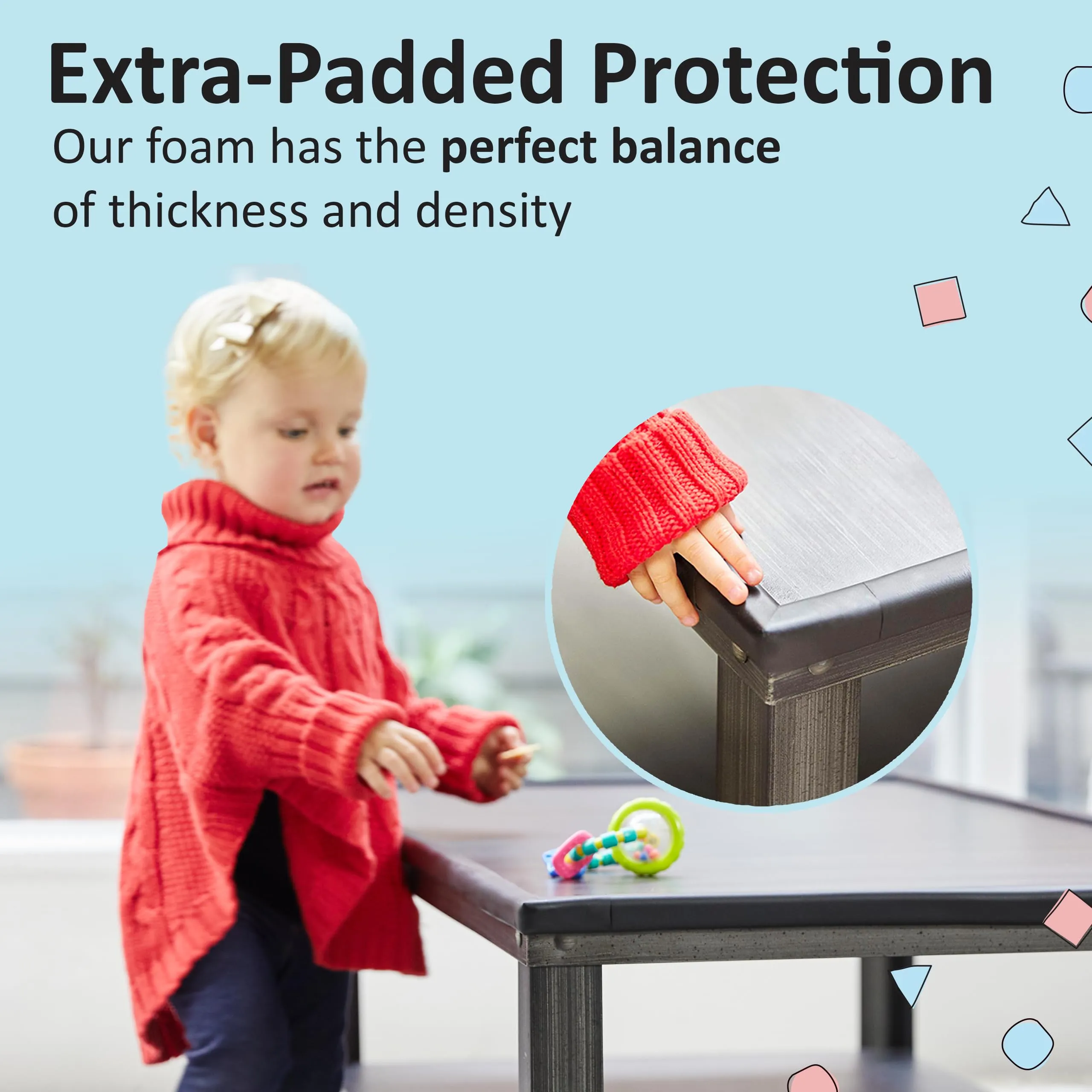 Baby Proofing Edge and Corner Guard Protector Set for Back to School, 20 Feet Edges & 8 Foam Corners, Furniture and Tables Child Baby Proof Bumpers, Pre-Taped Corner Cushions - Oyster White 20 Feet   8 Corners