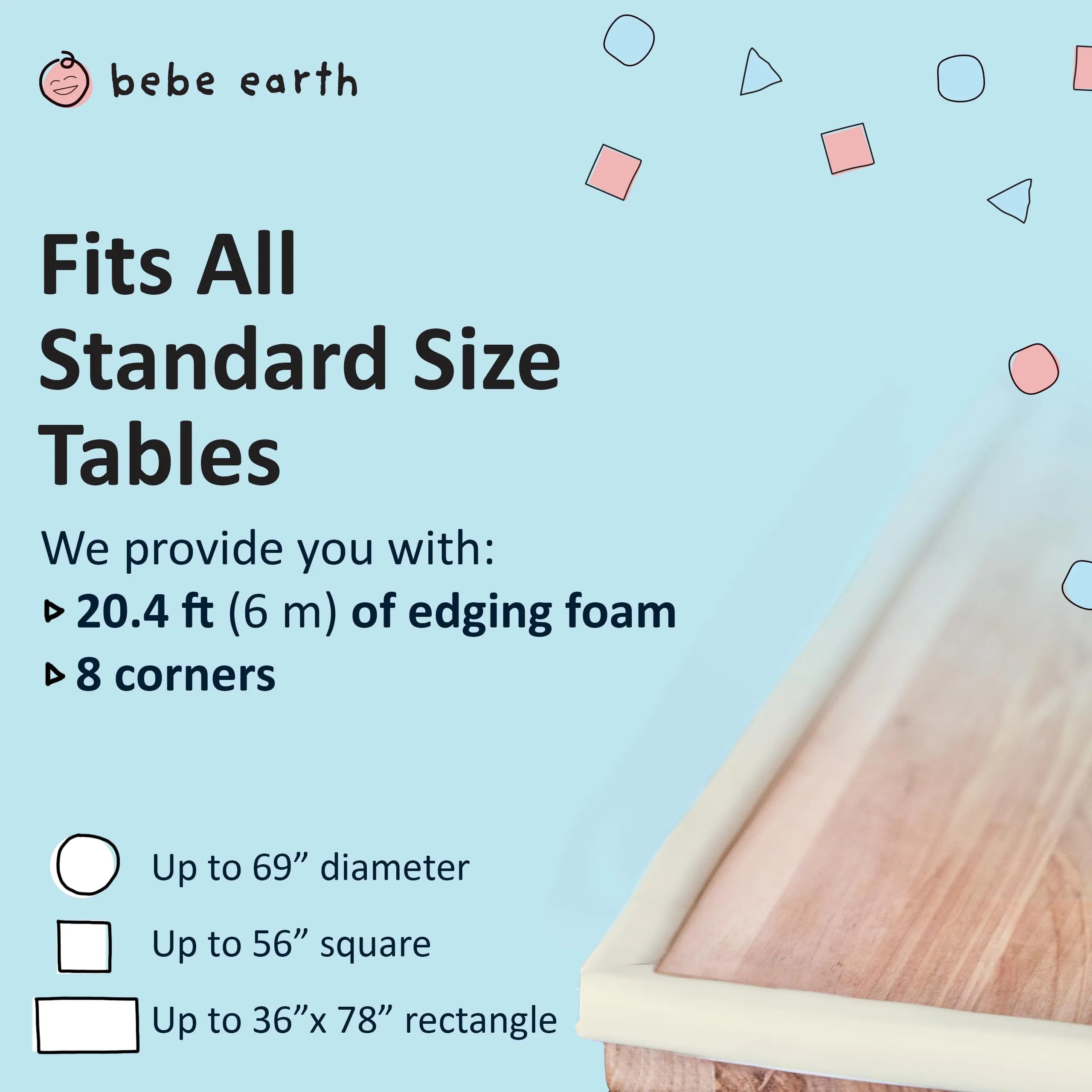 Baby Proofing Edge and Corner Guard Protector Set for Back to School, 20 Feet Edges & 8 Foam Corners, Furniture and Tables Child Baby Proof Bumpers, Pre-Taped Corner Cushions - Oyster White 20 Feet   8 Corners