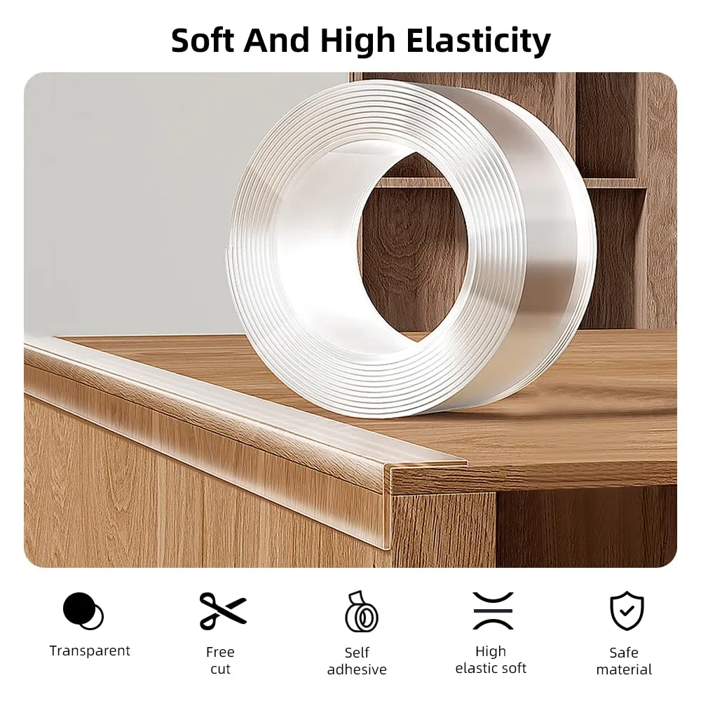 Baby Proofing Edge Protector for Kid Clear Edge Protector Strip Safety Corner Guards Child Proof Corner Bumper for Furniture 1.2in x 9.84ft 1.2" x 9.84'(thk: 1mm)