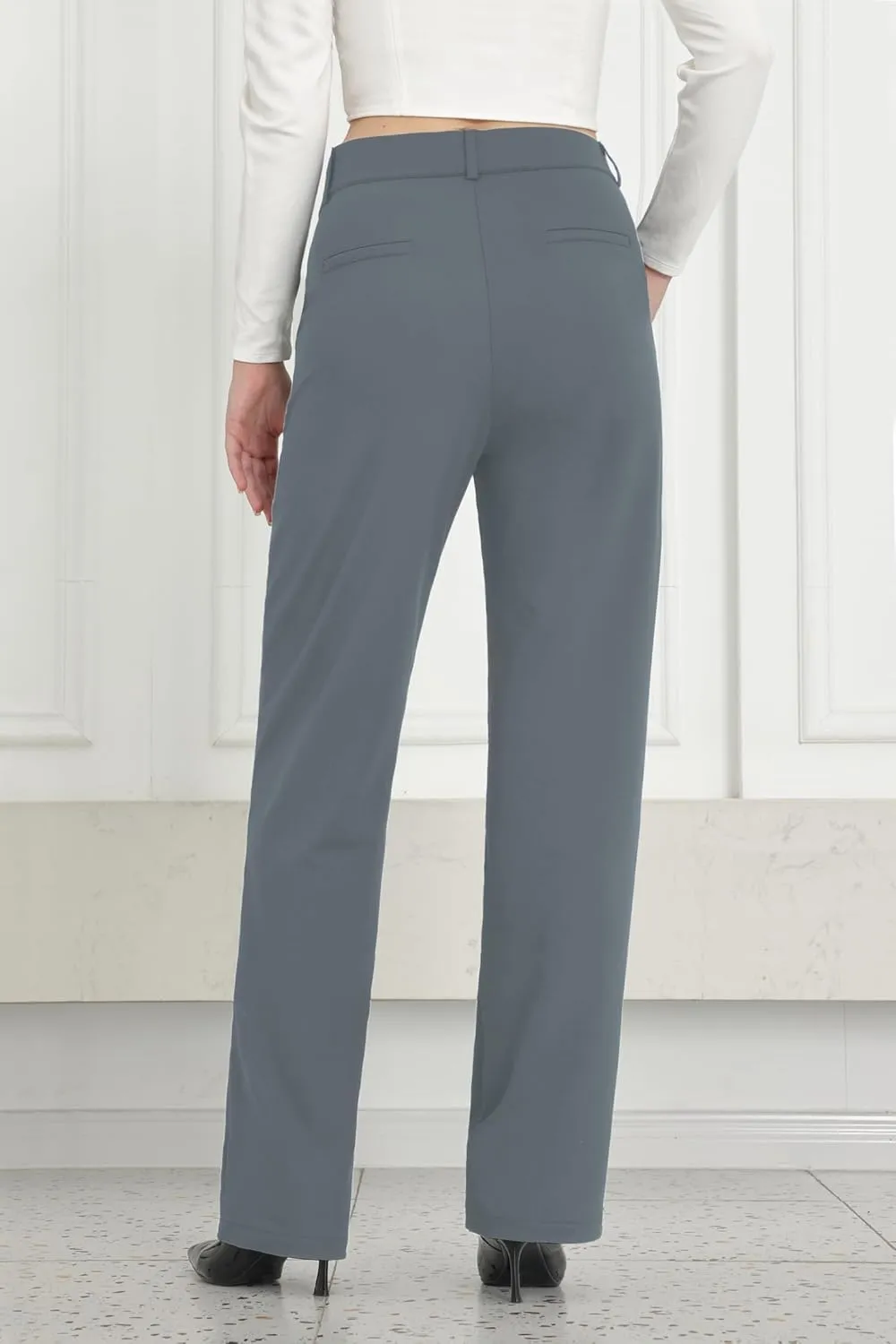 Bamans Womens Dress Pants Flare Leggings Work Office Pants Wide Leg Slacks High Waist Bootcut Business Trousers