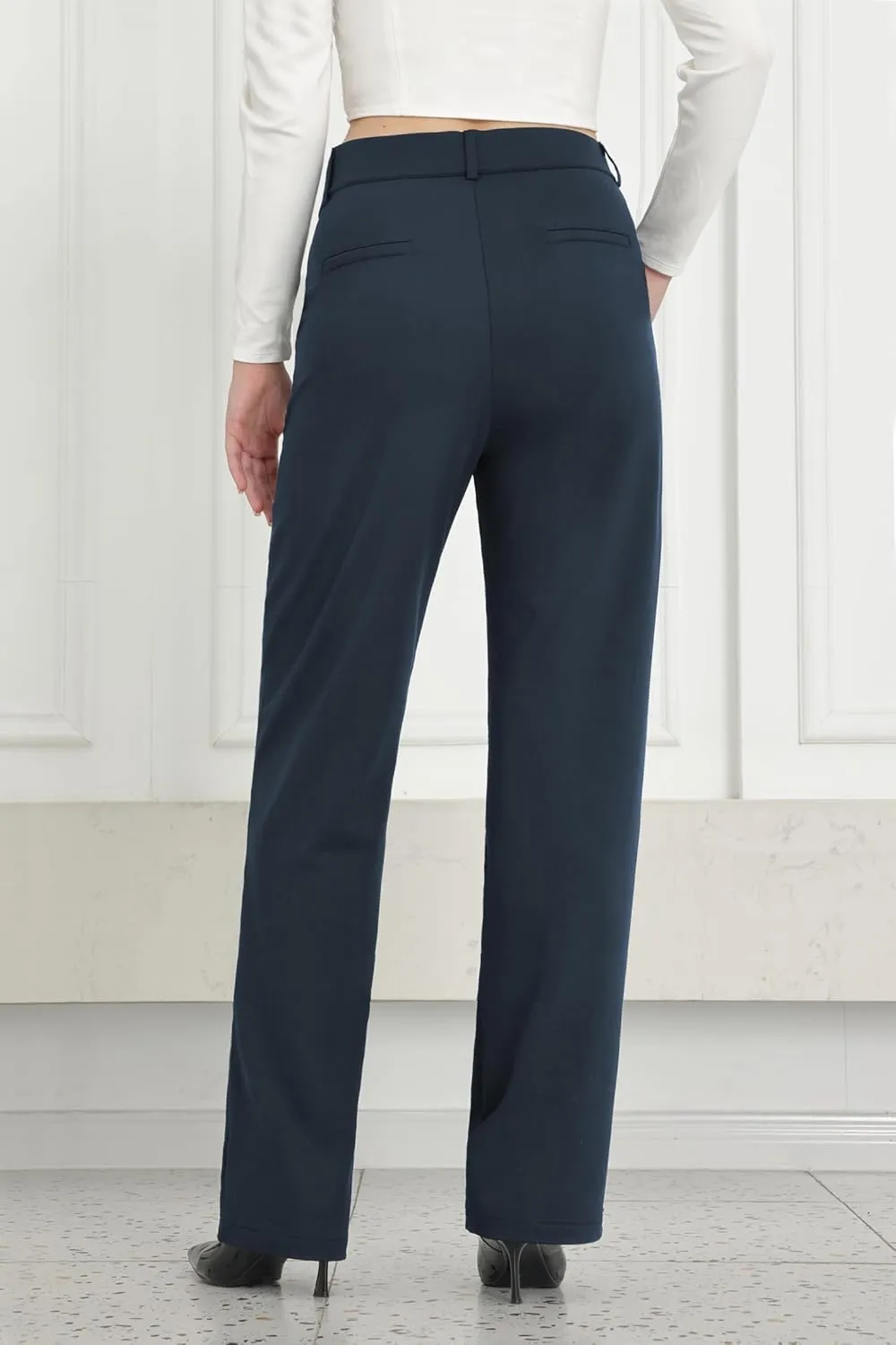 Bamans Womens Dress Pants Flare Leggings Work Office Pants Wide Leg Slacks High Waist Bootcut Business Trousers