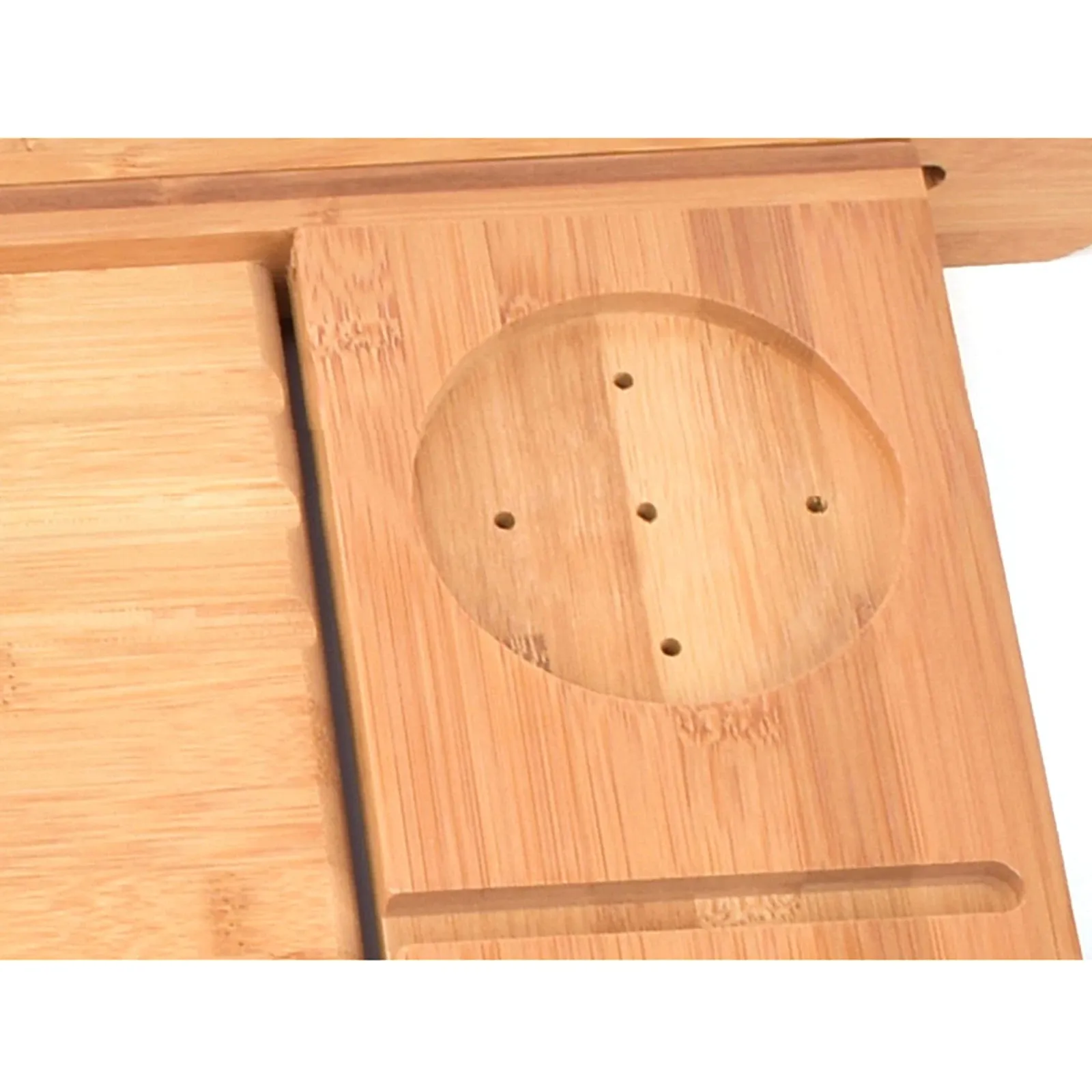 Bamboo Multifunctional Bathroom Tub Holder Retractable Non-slip Bathtub Shelf Holds Book, Wine, Phone, Pad