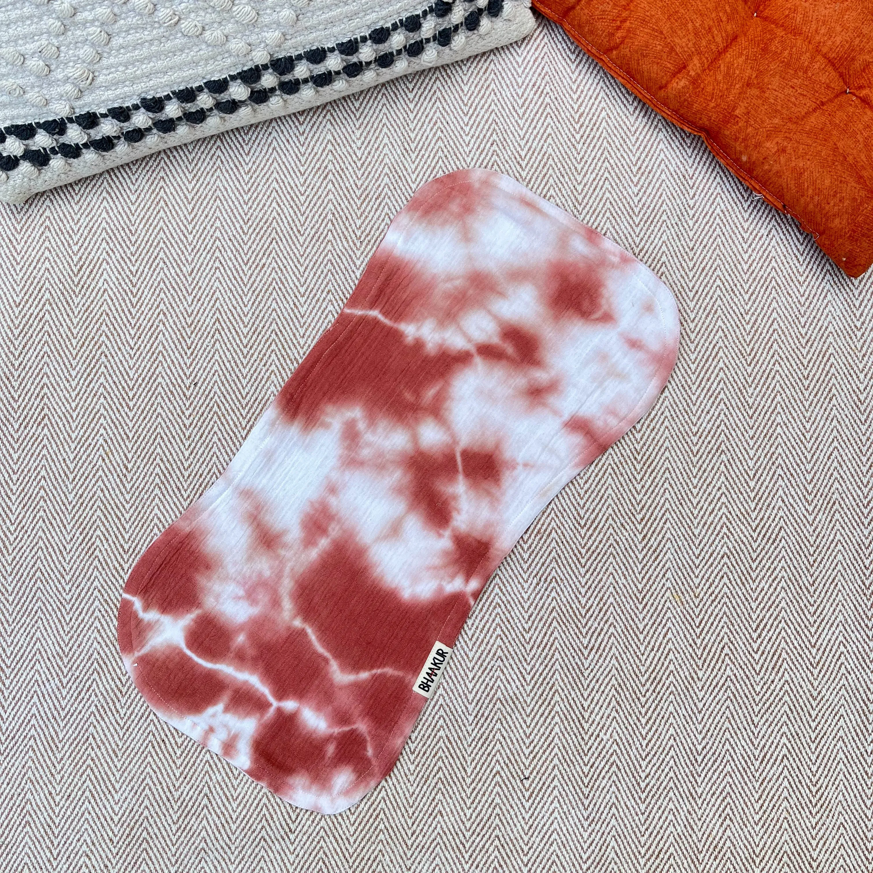 Bandana Newborn Bib and Burp Cloth Set - Rust Tie Dye