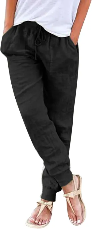 Barrel Pants for Women Winter Flowing Beach Slacks with Pockets High Waisted Water Resistant