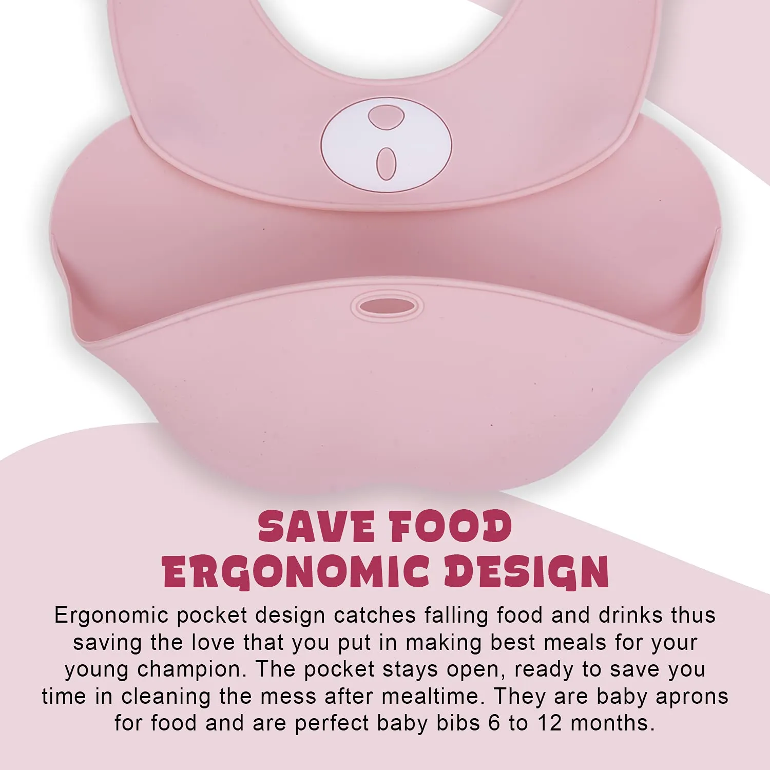 BAYBEE Silicone Baby Bib, BPA Free Soft, Durable & Adjustable Food Grade Bibs for Baby Feeding