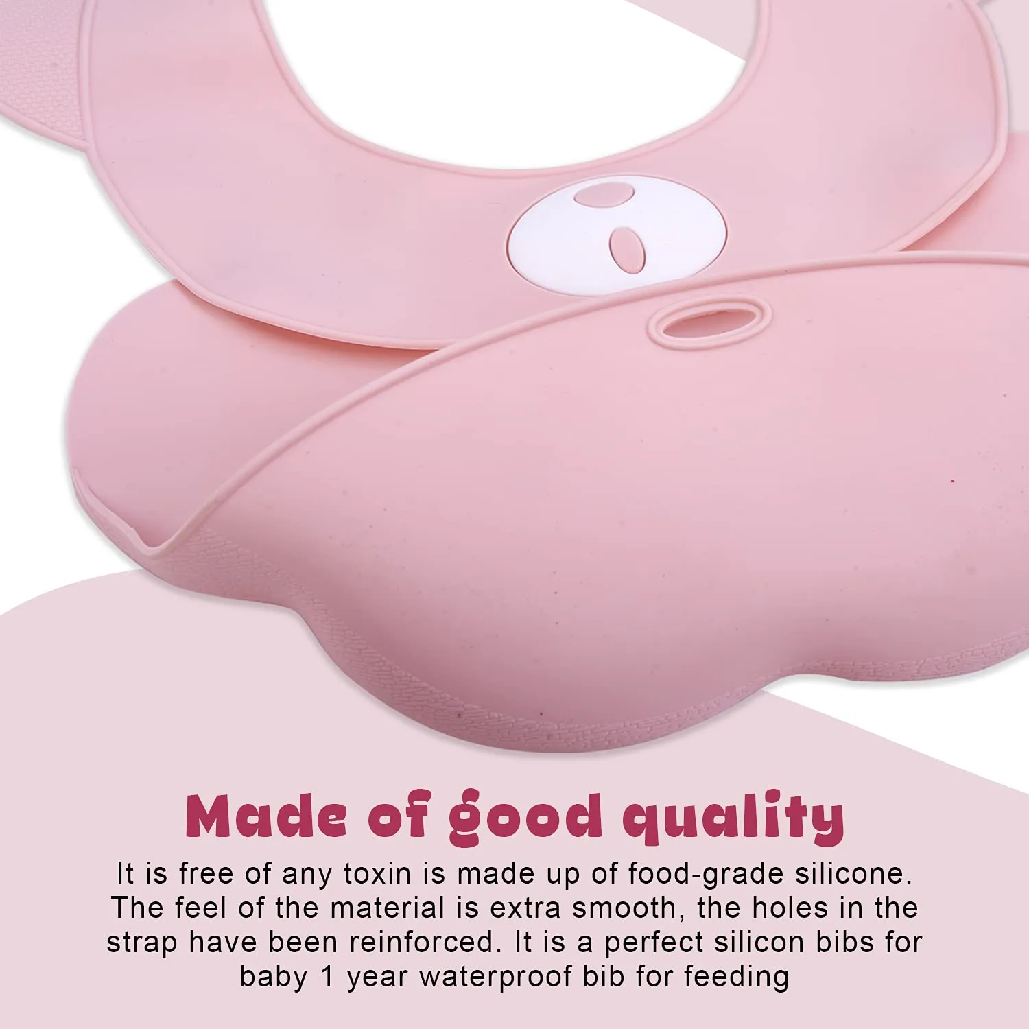 BAYBEE Silicone Baby Bib, BPA Free Soft, Durable & Adjustable Food Grade Bibs for Baby Feeding