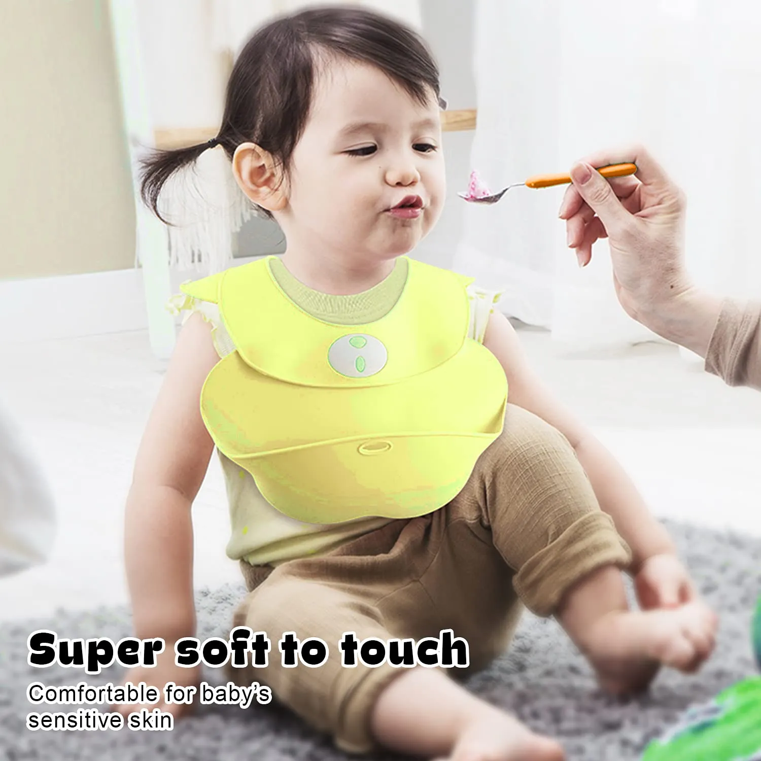 BAYBEE Silicone Baby Bib, BPA Free Soft, Durable & Adjustable Food Grade Bibs for Baby Feeding