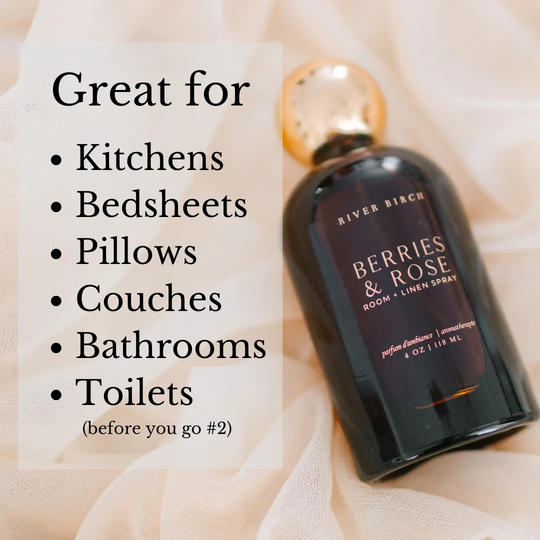 Berries   Rose - 4 oz Amber Glass Room Linen Spray- Gold Top