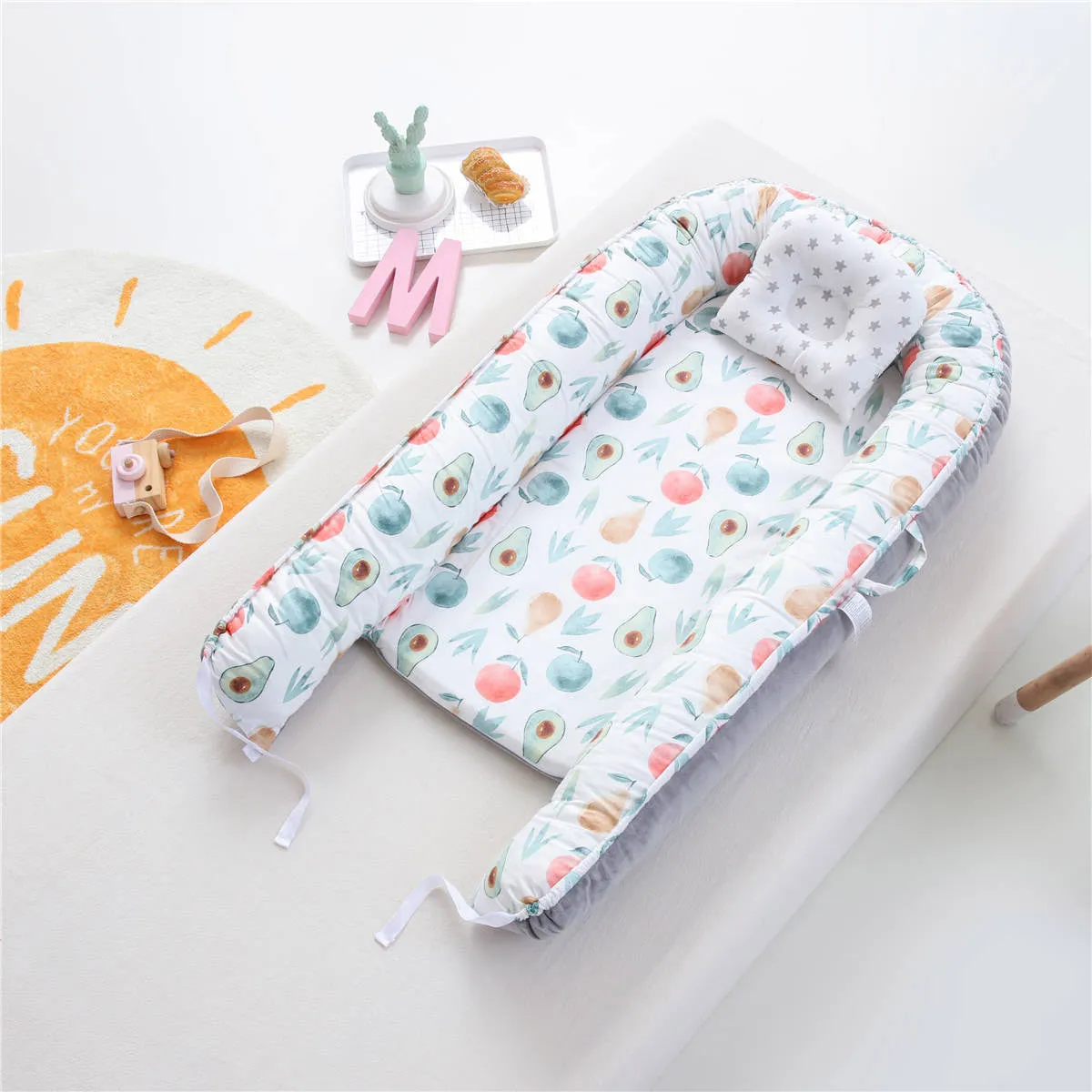 Bitsy-Boo Newborn Bed Nest Baby Lounger Fruits