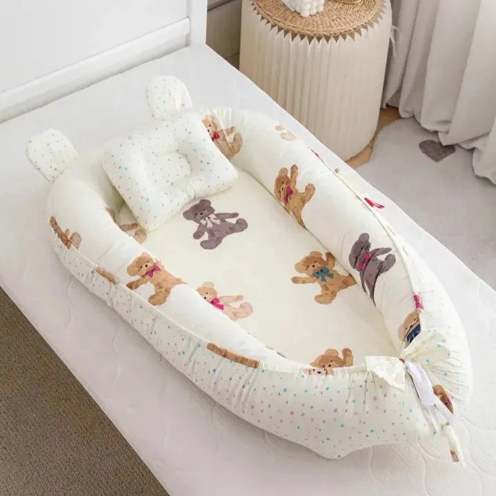 Bitsy Boo Newborn Bed Nest Baby Lounger Teddy Bear